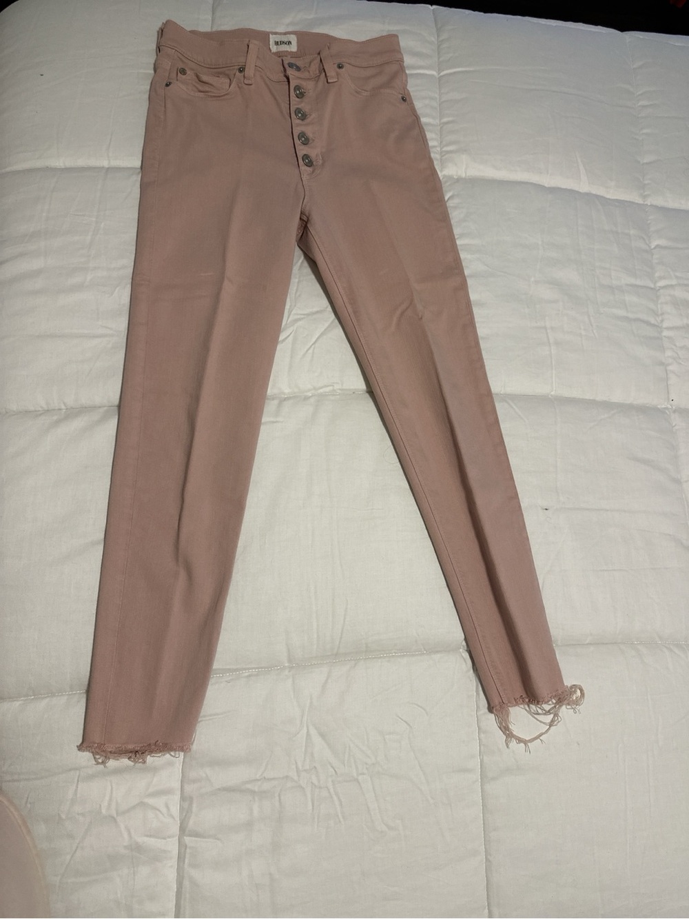 Hudson Jeans Skinny Button-Fly Jeans in Dusty Rose